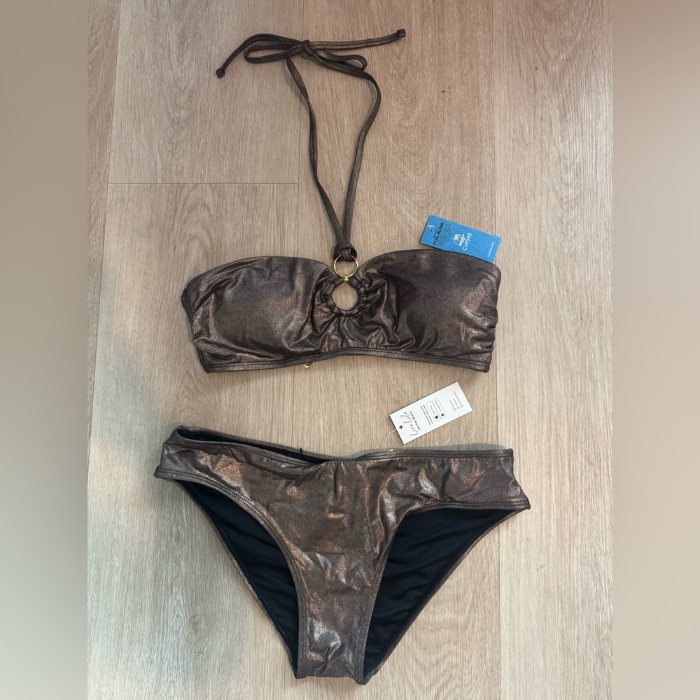 NWT Cupshe Metallic Brown Bikini Set